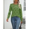 imageZeagoo Womens 2025 Fall Sweaters Long Sleeve Tops Classic Crew Neck Pullover Sweaters Loose Dressy Casual Basic ClothesPolka Dotgreen