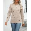 imageZeagoo Womens 2025 Fall Sweaters Long Sleeve Tops Classic Crew Neck Pullover Sweaters Loose Dressy Casual Basic ClothesPolka Dotkhaki
