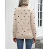 imageZeagoo Womens 2025 Fall Sweaters Long Sleeve Tops Classic Crew Neck Pullover Sweaters Loose Dressy Casual Basic ClothesPolka Dotkhaki