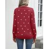 imageZeagoo Womens 2025 Fall Sweaters Long Sleeve Tops Classic Crew Neck Pullover Sweaters Loose Dressy Casual Basic ClothesPolka Dotred
