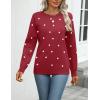 imageZeagoo Womens 2025 Fall Sweaters Long Sleeve Tops Classic Crew Neck Pullover Sweaters Loose Dressy Casual Basic ClothesPolka Dotred