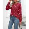 imageZeagoo Womens 2025 Fall Sweaters Long Sleeve Tops Classic Crew Neck Pullover Sweaters Loose Dressy Casual Basic ClothesPolka Dotred
