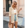 imageZeagoo Womens 2025 Summer Crochet Lightweight Cardigan Short Sleeve Boho Kimono Oversized Open Front Sweater TopsApricot