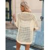 imageZeagoo Womens 2025 Summer Crochet Lightweight Cardigan Short Sleeve Boho Kimono Oversized Open Front Sweater TopsApricot