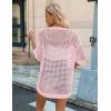 imageZeagoo Womens 2025 Summer Crochet Lightweight Cardigan Short Sleeve Boho Kimono Oversized Open Front Sweater TopsLight Pink