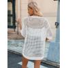 imageZeagoo Womens 2025 Summer Crochet Lightweight Cardigan Short Sleeve Boho Kimono Oversized Open Front Sweater TopsWhite