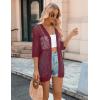 imageZeagoo Womens 2025 Summer Crochet Lightweight Cardigan Short Sleeve Boho Kimono Oversized Open Front Sweater TopsWine Red