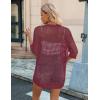 imageZeagoo Womens 2025 Summer Crochet Lightweight Cardigan Short Sleeve Boho Kimono Oversized Open Front Sweater TopsWine Red