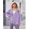 imageZeagoo Womens Lightweight Hoodies Full Zip Up Oversized Sweatshirts with Pockets Long Sleeve Thin Casual Hooded JacketsPurple