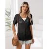 imageZeagoo Womens Short Sleeve Summer Cardigan VNeck Button up Lightweight Hollow Out Sweater Cardigans ShrugAblack