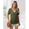 imageZeagoo Womens Short Sleeve Summer Cardigan VNeck Button up Lightweight Hollow Out Sweater Cardigans ShrugArmy Green
