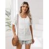 imageZeagoo Womens Short Sleeve Summer Cardigan VNeck Button up Lightweight Hollow Out Sweater Cardigans ShrugAwhite