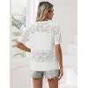 imageZeagoo Womens Short Sleeve Summer Cardigan VNeck Button up Lightweight Hollow Out Sweater Cardigans ShrugAwhite