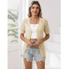 imageZeagoo Womens Short Sleeve Summer Cardigan VNeck Button up Lightweight Hollow Out Sweater Cardigans ShrugBeige
