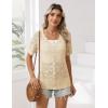 imageZeagoo Womens Short Sleeve Summer Cardigan VNeck Button up Lightweight Hollow Out Sweater Cardigans ShrugBeige