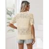 imageZeagoo Womens Short Sleeve Summer Cardigan VNeck Button up Lightweight Hollow Out Sweater Cardigans ShrugBeige