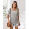 imageZeagoo Womens Short Sleeve Summer Cardigan VNeck Button up Lightweight Hollow Out Sweater Cardigans ShrugGrey