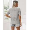 imageZeagoo Womens Short Sleeve Summer Cardigan VNeck Button up Lightweight Hollow Out Sweater Cardigans ShrugGrey