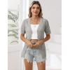 imageZeagoo Womens Short Sleeve Summer Cardigan VNeck Button up Lightweight Hollow Out Sweater Cardigans ShrugGrey