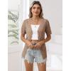 imageZeagoo Womens Short Sleeve Summer Cardigan VNeck Button up Lightweight Hollow Out Sweater Cardigans ShrugKhaki