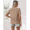 imageZeagoo Womens Short Sleeve Summer Cardigan VNeck Button up Lightweight Hollow Out Sweater Cardigans ShrugKhaki