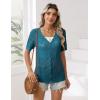 imageZeagoo Womens Short Sleeve Summer Cardigan VNeck Button up Lightweight Hollow Out Sweater Cardigans ShrugNavy