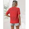 imageZeagoo Womens Short Sleeve Summer Cardigan VNeck Button up Lightweight Hollow Out Sweater Cardigans ShrugRed