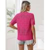imageZeagoo Womens Short Sleeve Summer Cardigan VNeck Button up Lightweight Hollow Out Sweater Cardigans ShrugRose Red