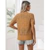 imageZeagoo Womens Short Sleeve Summer Cardigan VNeck Button up Lightweight Hollow Out Sweater Cardigans ShrugYellow Brown