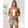 imageZeagoo Womens Short Sleeve Summer Cardigan VNeck Button up Lightweight Hollow Out Sweater Cardigans ShrugYellow Brown
