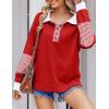 imageZeagoo Womens Sweatshirt Striped Long Sleeve Henley Button Casual Loose Pullover Tunic Tops 2024 Fall Shirt Outfits03 Dark Red
