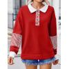 imageZeagoo Womens Sweatshirt Striped Long Sleeve Henley Button Casual Loose Pullover Tunic Tops 2024 Fall Shirt Outfits03 Dark Red