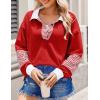 imageZeagoo Womens Sweatshirt Striped Long Sleeve Henley Button Casual Loose Pullover Tunic Tops 2024 Fall Shirt Outfits03 Dark Red