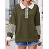 imageZeagoo Womens Sweatshirt Striped Long Sleeve Henley Button Casual Loose Pullover Tunic Tops 2024 Fall Shirt Outfits04 Army Green