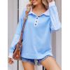 imageZeagoo Womens Sweatshirt Striped Long Sleeve Henley Button Casual Loose Pullover Tunic Tops 2024 Fall Shirt Outfits05 Light Blue