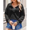 imageZeagoo Womens Sweatshirt Striped Long Sleeve Henley Button Casual Loose Pullover Tunic Tops 2024 Fall Shirt OutfitsBlack Stripe