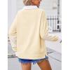 imageZeagoo Womens Sweatshirt Striped Long Sleeve Henley Button Casual Loose Pullover Tunic Tops 2024 Fall Shirt OutfitsCream Color
