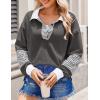 imageZeagoo Womens Sweatshirt Striped Long Sleeve Henley Button Casual Loose Pullover Tunic Tops 2024 Fall Shirt OutfitsDark Gray