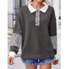 imageZeagoo Womens Sweatshirt Striped Long Sleeve Henley Button Casual Loose Pullover Tunic Tops 2024 Fall Shirt OutfitsDark Gray