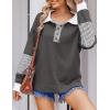 imageZeagoo Womens Sweatshirt Striped Long Sleeve Henley Button Casual Loose Pullover Tunic Tops 2024 Fall Shirt OutfitsDark Gray