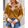 imageZeagoo Womens Sweatshirt Striped Long Sleeve Henley Button Casual Loose Pullover Tunic Tops 2024 Fall Shirt OutfitsLight Brown