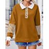 imageZeagoo Womens Sweatshirt Striped Long Sleeve Henley Button Casual Loose Pullover Tunic Tops 2024 Fall Shirt OutfitsLight Brown
