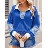 imageZeagoo Womens Sweatshirt Striped Long Sleeve Henley Button Casual Loose Pullover Tunic Tops 2024 Fall Shirt OutfitsRoyal Blue
