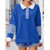 imageZeagoo Womens Sweatshirt Striped Long Sleeve Henley Button Casual Loose Pullover Tunic Tops 2024 Fall Shirt OutfitsRoyal Blue