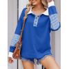 imageZeagoo Womens Sweatshirt Striped Long Sleeve Henley Button Casual Loose Pullover Tunic Tops 2024 Fall Shirt OutfitsRoyal Blue
