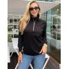 imageZeagoo Womens Sweatshrits Quarter Zip Pullover Fleece Sweatshirt Casual Cable Knit Sleeve Hoodies Fashion Outfits ClothesBlack