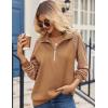 imageZeagoo Womens Sweatshrits Quarter Zip Pullover Fleece Sweatshirt Casual Cable Knit Sleeve Hoodies Fashion Outfits ClothesCamel
