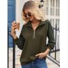 imageZeagoo Womens Sweatshrits Quarter Zip Pullover Fleece Sweatshirt Casual Cable Knit Sleeve Hoodies Fashion Outfits ClothesDark Army Green