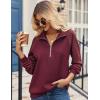 imageZeagoo Womens Sweatshrits Quarter Zip Pullover Fleece Sweatshirt Casual Cable Knit Sleeve Hoodies Fashion Outfits ClothesDark Red