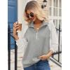 imageZeagoo Womens Sweatshrits Quarter Zip Pullover Fleece Sweatshirt Casual Cable Knit Sleeve Hoodies Fashion Outfits ClothesGreyWhite